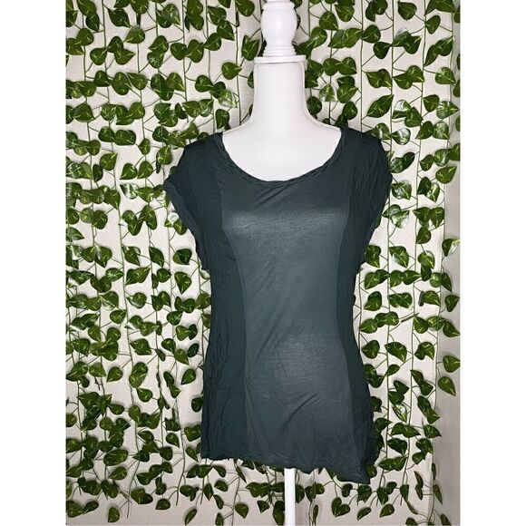 Pilcro and the Letterpress Charcoal Gray Modal Scoop Neck Cap Sleeve Top Large - Picture 1 of 6